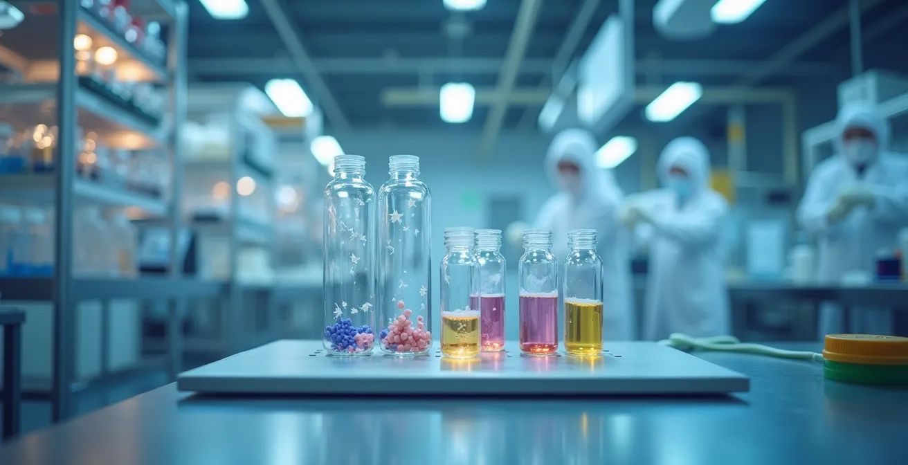 Illustration showing the probiotic quality assurance process including testing and temperature control