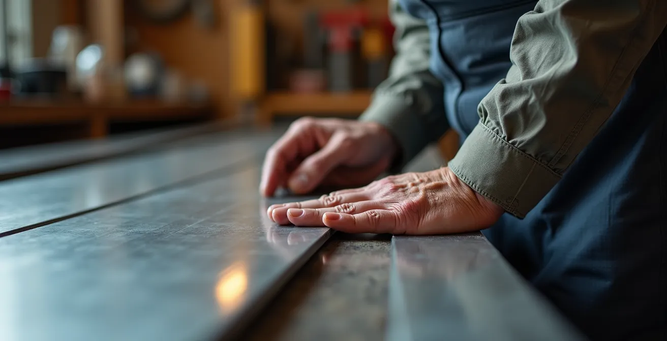 Professional hands carefully assembling modern sign components